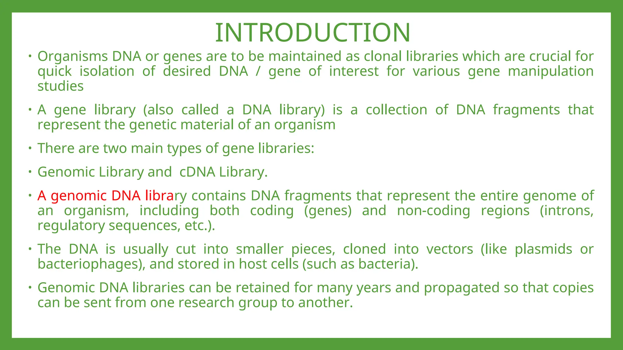 GENE LIBRARIES AND TYPES -APPLICATIONS.ppt
