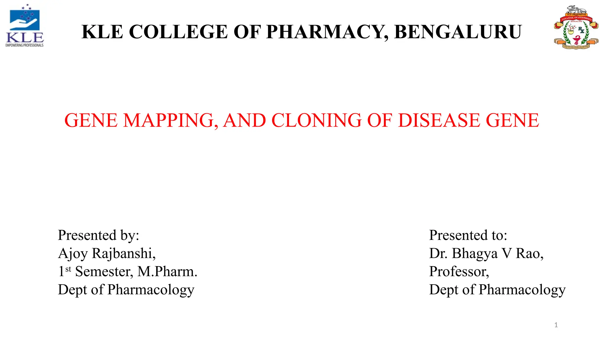 Gene Mapping, and Cloning of Disease Gene (CMB) | PPTX