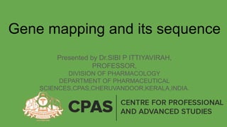 Gene mapping and its sequence
Presented by Dr.SIBI P ITTIYAVIRAH,
PROFESSOR,
DIVISION OF PHARMACOLOGY
DEPARTMENT OF PHARMACEUTICAL
SCIENCES,CPAS,CHERUVANDOOR,KERALA,INDIA.
 