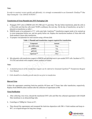 Genemedi-LV Advanced Vector Transduction Protocol | PDF