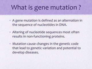 Gene mutation IN Detail And structure Symptoms Cause | PPTX