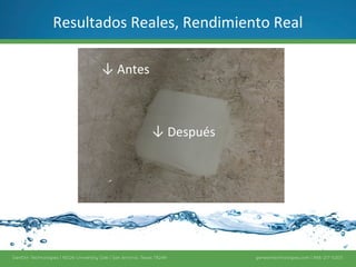 10	
  
Ideal para clínicas y laboratorios
Trío Rx
Capaz	
  de	
  producir	
  de	
  100	
  a	
  1500	
  ppm	
  de	
  ácido	
  hipocloroso	
  
Produce hasta 64 oz cada 15 minutos
Código de color para cada solución
Fácil	
  de	
  operar	
  
Instalación Plug & Play
 