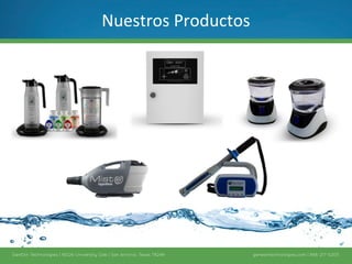 12	
  
Equipo nebulizador
Mist
Tamaño de partíula 20 – 50um
Capacidad de tanque 3 litros
Alcance de 10 metros
Fácil	
  de	
  operar	
  
Cable de corriente de 6m
 