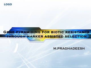 LOGO




Gene pyr amiding for biotic resistance
 through marker assisted selection
 