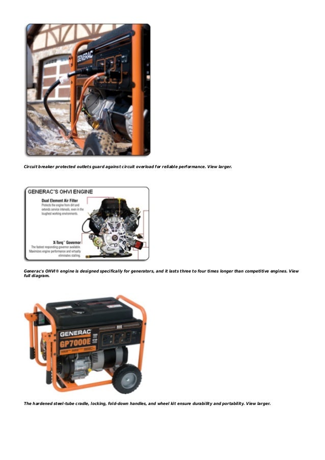 Generac 5626 gp7000 e 8750 watt 410cc ohv portable gas powered