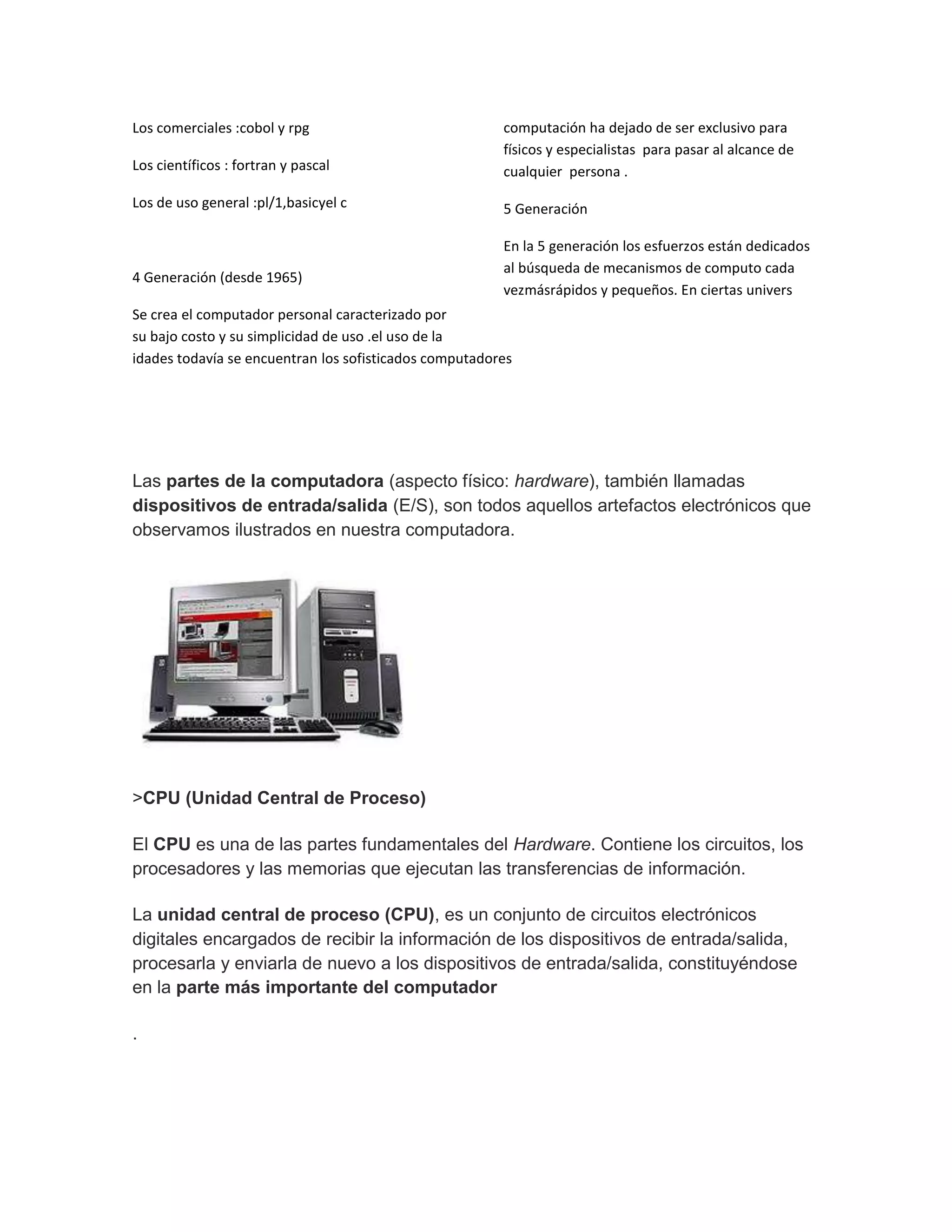 Generación del computador