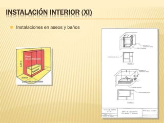 INSTALACIÓN INTERIOR (XI)
 Instalaciones en aseos y baños
 
