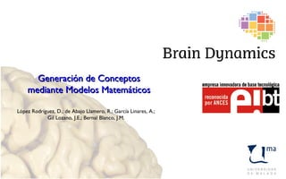 Generación de Conceptos
mediante Modelos Matemáticos
López Rodríguez, D.; de Abajo Llamero, R.; García Linares, A.;
Gil Lozano, J.E.; Bernal Blanco, J.M.

 