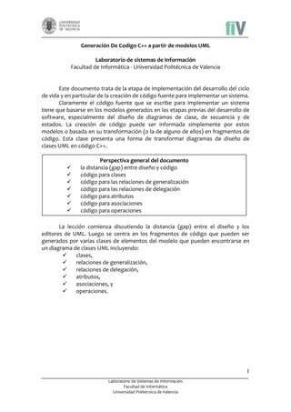 Generación de codigo c++ a partir de modelos uml | DOC