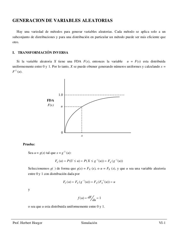 Generacion de variables aleatorias Generacion de variables aleatorias