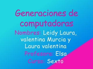 Nombres: Leidy Laura,
valentina Murcia y
Laura valentina
Profesora: Elsa
Curso: Sexto
 