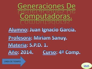 Generaciones De
Computadoras.
SALIR.
LINEA DE TIEMPO.
 