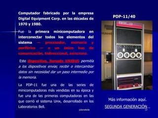 Se comenzó a utilizar el sistema binariopara representar los datos.UNIVAC 1(Universal Automatic Computer),Esta fotografía muestra a la  PRIMERA COMPUTADORA COMERCIAL en la Oficina de Censos Estadounidense en 1951 llamada UNIVAC 1 la construyó la Remington-Rand Corporation.