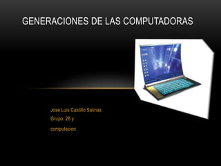 Jose Luis Castillo Salinas
GENERACIONES DE LAS COMPUTADORAS
Grupo: 26 y
computacion
 