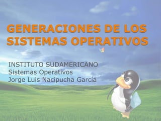 GENERACIONES DE LOS
SISTEMAS OPERATIVOS

INSTITUTO SUDAMERICANO
Sistemas Operativos
Jorge Luis Nacipucha García
 