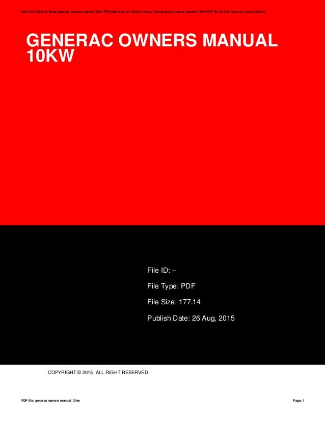Generac 22kw Owners Manual