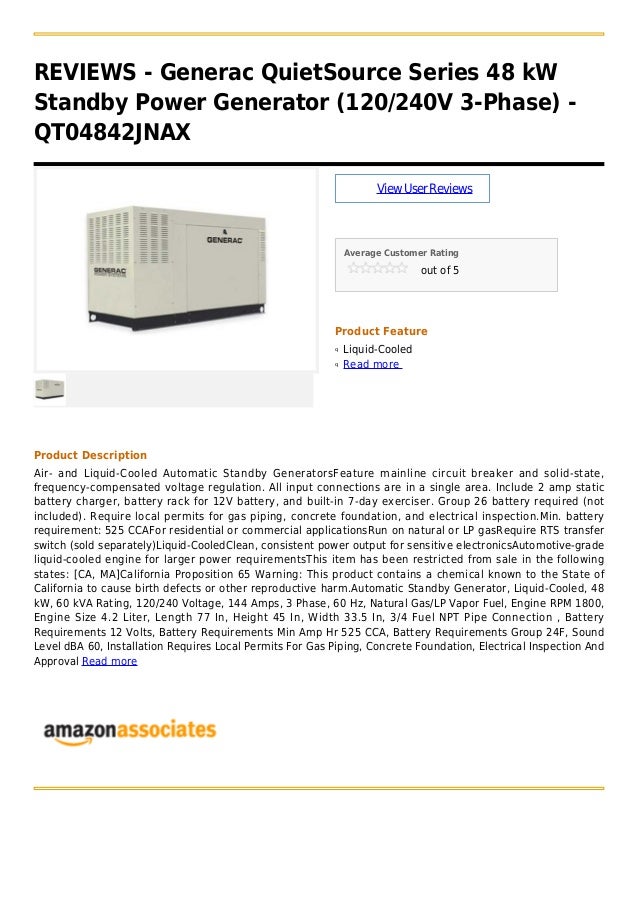 Generac quiet source series 48 kw standby power generator (120 240v 3