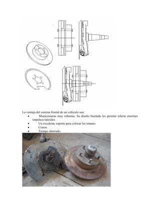 La ventaja del sistema frontal de un vehículo son:
• Municioneras muy robustas. Su diseño biselado les permite tolerar enormes
impulsos laterales
• Un excelente soporte para colocar los imanes
• Costos
• Tiempo ahorrado.
 