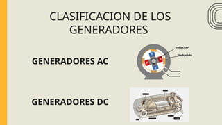 CLASIFICACION DE LOS
GENERADORES
GENERADORES AC
GENERADORES DC
 