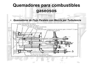 Quemadores para combustibles
gaseosos
• Quemadores de Flujo Paralelo con Mezcla por Turbulencia
 