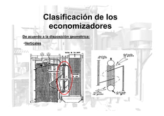 Clasificación de los
economizadores
De acuerdo a la disposición geométrica:
•Verticales
 
