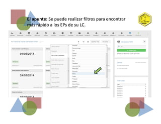 El apunte: Se puede realizar filtros para encontrar
más rápido a los EPs de su LC.
 
