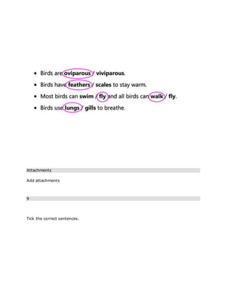 Attachments
Add attachments
9
Tick the correct sentences.
 
