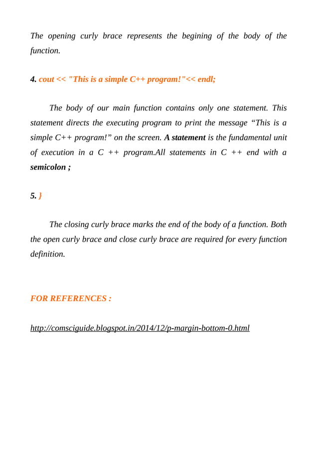General structure of c++