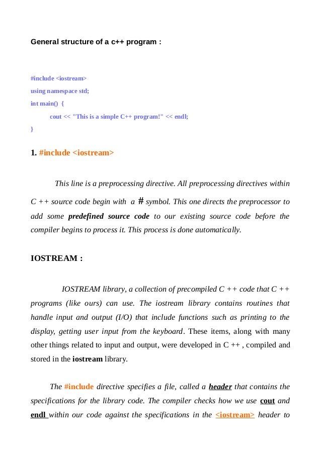 General structure of c++