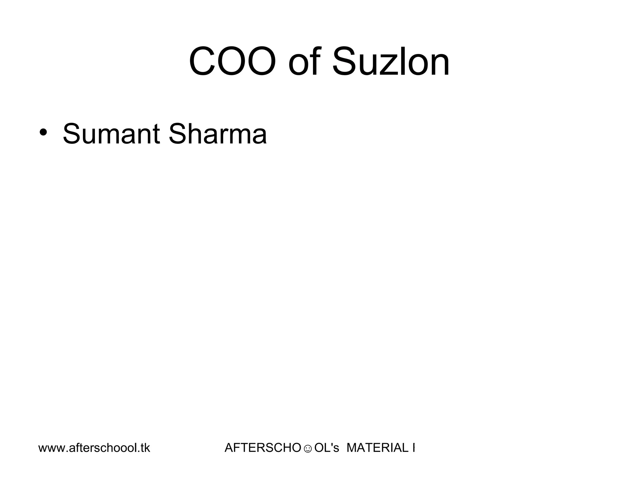 COO of Suzlon  Sumant Sharma  