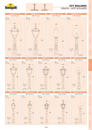 - 149 -
Pcs 1
Kg 9
mc 0,175
Pcs 1
Kg 8,5
mc 0,212
Pcs 1
Kg 12,8
mc 0,250
Pcs 1
Kg 12,8
mc 0,250
/ELIA/PIETRO
U43.195 resin
/CANA 500
C50.195 resin
/G500
G50.195 resin
1200
330
/NOEMI
E35.162 resin
Pcs 2
Kg 11,7
mc 0,153
/SIMON
U33.162 resin
Pcs 2
Kg 12,1
mc 0,179
/TOBIA /SILOE
K35.162 resin
Pcs 2
Kg 12,1
mc 0,179
Pcs 2
Kg 12,1
mc 0,179
Pcs 2
Kg 7,3
mc 0,117
/GLOBE 300
G30.162 resin
Pcs 2
Kg 6,9
mc 0,092
Pcs 2
Kg 7
mc 0,092
Pcs 2
Kg 7
mc 0,092
/GLOBE 250
G25.162 resin
/CEFA
U23.162 resin
/GOLIA
Pcs 2
Kg 7,3
mc 0,086
Pcs 2
Kg 7,3
mc 0,086
/SALEM
K26.162 resin
/RUT
E26.162 resin
ERMON - IAFET BOLLARDS
CITY BOLLARDS
ERMON BOLLARDS IAFET BOLLARDS
COMPANYFLOODLIGHTGARDENURBANCLASSICIN-GROUNDURBANMODERNREFERENCESBULKHEADPOSTBOLLARDSRECESSED&
SURFACE
 