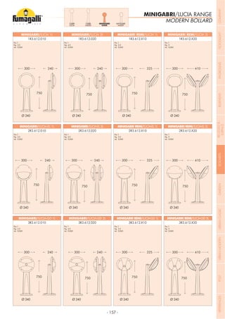 - 157 -
MINIGABRI/LUCIA RANGE
1R3.612.0201R3.612.010
MINIGABRI/LUCIA 1L MINIGABRI/LUCIA 2L
2R3.612.0202R3.612.010
MINIGABRI/LUCIA-EL 2LMINIGABRI/LUCIA-EL 1L
3R3.612.0203R3.612.010
MINIGABRI/LUCIA-GD 2LMINIGABRI/LUCIA-GD 1L
1R3.612.X10 1R3.612.X20
MINIGABRI REMI/LUCIA 2LMINIGABRI REMI/LUCIA 1L
2R3.612.X202R3.612.X10
MINIGABRI REMI/LUCIA-EL 2LMINIGABRI REMI/LUCIA-EL 1L
3R3.612.X203R3.612.X10
MINIGABRI REMI/LUCIA-GD 2LMINIGABRI REMI/LUCIA-GD 1L
GABRI
LUCIA
GABRI
MADDI
MINIGABRI
LUCIA
MINIGABRI
MADDI
MODERN BOLLARD
Pcs 1
Kg 3,5
mc 0,065
Pcs 1
Kg 3,5
mc 0,065
Pcs 1
Kg 3,5
mc 0,065
Pcs 1
Kg 5
mc 0,065
Pcs 1
Kg 5
mc 0,065
Pcs 1
Kg 5
mc 0,065
Pcs 1
Kg 3,5
mc 0,065
Pcs 1
Kg 3,5
mc 0,065
Pcs 1
Kg 3,5
mc 0,065
Pcs 1
Kg 4,5
mc 0,065
Pcs 1
Kg 4,5
mc 0,065
Pcs 1
Kg 4,5
mc 0,065
Ø 240
Ø 240
Ø 240
Ø 240
Ø 240
Ø 240
Ø 240
Ø 240
Ø 240
Ø 240
Ø 240
Ø 240
COMPANYFLOODLIGHTGARDENURBANCLASSICIN-GROUNDURBANMODERNREFERENCESBULKHEADPOSTBOLLARDSRECESSED&
SURFACE
 