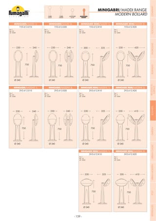 - 159 -
MINIGABRI/MADDI RANGE
750
240230
2V3.612.0202V3.612.010
MINIGABRI/MADDI-VE 2LMINIGABRI/MADDI-VE 1L
1V3.612.010 1V3.612.020
MINIGABRI/MADDI 2LMINIGABRI/MADDI 1L
1V3.612.X10 1V3.612.X20
MINIGABRI REMI/MADDI 2LMINIGABRI REMI/MADDI 1L
2V3.612.X202V3.612.X10
MINIGABRI REMI/MADDI-VE 2LMINIGABRI REMI/MADDI-VE 1L
3V3.612.X203V3.612.X10
MINIGABRI REMI/MADDI-HL 2LMINIGABRI REMI/MADDI-HL 1L
GABRI
LUCIA
GABRI
MADDI
MINIGABRI
LUCIA
MINIGABRI
MADDI
MODERN BOLLARD
Pcs 1
Kg 3,5
mc 0,065
Pcs 1
Kg 3,5
mc 0,065
Pcs 1
Kg 3,5
mc 0,065
Pcs 1
Kg 5
mc 0,065
Pcs 1
Kg 5
mc 0,065
Pcs 1
Kg 5
mc 0,065
Pcs 1
Kg 3,5
mc 0,065
Pcs 1
Kg 3,5
mc 0,065
Pcs 1
Kg 4,5
mc 0,065
Pcs 1
Kg 4,5
mc 0,065
Ø 240
Ø 240
Ø 240
Ø 240
Ø 240
Ø 240
Ø 240
Ø 240
Ø 240
Ø 240
COMPANYFLOODLIGHTGARDENURBANCLASSICIN-GROUNDURBANMODERNREFERENCESBULKHEADPOSTBOLLARDSRECESSED&
SURFACE
 