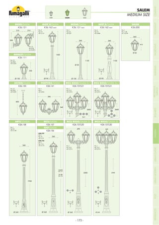- 173 -
K26.157.S30
K26.131
K26.111
K26.141
K26.163 resin
K26.120
K26.151 resin
K26.157.S21
K26.162 resin
K26.157.S31
RICU BISSO/SALEM 2L RICU BISSO/SALEM 3L
BISSO/SALEM
MINILOT/SALEM
PORPORA/SALEM
SALEM
SICHEM/SALEM
MIZAR/SALEM
RICU BISSO/SALEM 2+1
SALEM
RICU BISSO/SALEM 3+1
K26.156
K26.157K26.158
GIGI/SALEM
RICU/SALEMSALEM
Pcs 12
Kg 20,8
mc 0,225
Pcs 12
Kg 20,8
mc 0,225
Pcs 12
Kg 20,8
mc 0,225
Pcs 1
Kg 15,2
mc 0,214
Pcs 1
Kg 14,2
mc 0,214
Pcs 1
Kg 15,2
mc 0,214
Pcs 1
Kg 16,2
mc 0,214
Pcs 1
Kg 4
mc 0,034
Pcs 1
Kg 9,6
mc 0,148
Pcs 2
Kg 7,4
mc 0,121
Pcs 1
Kg 3,5
mc 0,07
Pcs 2
Kg 7,3
mc 0,086
K26.157.S20
Pcs 1
Kg 13
mc 0,18
Pcs 1
Kg 11,6
mc 0,172
K26.000
SALEM
Pcs 1
Kg 1,26
mc 0,018
SALEM
MEDIUM SIZE
SILOESALEMSABA
260
COMPANYFLOODLIGHTGARDENURBANCLASSICIN-GROUNDURBANMODERNREFERENCESBULKHEADPOSTBOLLARDSRECESSED&
SURFACE
 