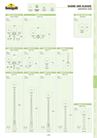 - 197 -
G30.163
G30.157.R30
G30.157.R20
G30.142
G30.132 G30.111 G30.120
G300 G300
RICU OFIR/G300 3L
RICU OFIR/G300 2L
MIRRA/G300
OFIR/G300 MINILOT/G300 SICHEM/G300
G30.156G30.157
GIGI/G300RICU/G300
G30.158
G30.162 resin
G300
Pcs 2
Kg 8,6
mc 0,143
Pcs 4
Kg 6
mc 0,120
Pcs 2
Kg 30,2
mc 0,379
Pcs 4
Kg 6
mc 0,120
Pcs 4
Kg 8
mc 0,143
Pcs 2
Kg 20,4
mc 0,242
Pcs 2
Kg 16,8
mc 0,211
Pcs 2
Kg 7,4
mc 0,146
Pcs 2
Kg 7,3
mc 0,117
Pcs 2
Kg 34
mc 0,439
Pcs 2
Kg 21,5
mc 0,274
G30.B30
GLOBE 300 CLASSIC
Pcs 2
Kg 2,8
mc 0,059
MEDIUM SIZE
GLOBE 300 CLASSIC
GLOBE 250
CLASSIC
GLOBE 300
CLASSIC
GLOBE 400
CLASSIC
GLOBE 500
CLASSIC
COMPANYFLOODLIGHTGARDENURBANCLASSICIN-GROUNDURBANMODERNREFERENCESBULKHEADPOSTBOLLARDSRECESSED&
SURFACE
 