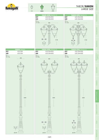 TABOR OFIR/SIMON 3L
U35.204.R30
U33.204.R30
TABOR OFIR/SIMON 2L TABOR OFIR/SIMON 3LTABOR/SIMON
U35.204.R20
U33.204.R20
U35.204.R30
U33.204.R30
U35.204
U33.204
Pcs 1
Kg 29,4
mc 0,342
Pcs 1
Kg 21,7
mc 0,196
Pcs 1
Kg 26,9
mc 0,268
Pcs 1
Kg 29,4
mc 0,342
TABOR OFIR/SIMON 2L
U35.204.R20
U33.204.R20
Pcs 1
Kg 26,9
mc 0,268
PIETROSIMONCEFA
TABOR/SIMON
LARGE SIZE
E27
LED
E27
LED
E27
LED
E27
LED
E27
LED
- 249 -
COMPANYFLOODLIGHTGARDENURBANCLASSICIN-GROUNDURBANMODERNREFERENCESBULKHEADPOSTBOLLARDSRECESSED&
SURFACE
 