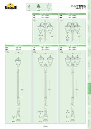 TABOR OFIR/TOBIA 3L
TABOR OFIR/TOBIA 2L TABOR OFIR/TOBIA 3LTABOR/TOBIA
Pcs 1
Kg 27
mc 0,223
Pcs 1
Kg 32,2
mc 0,295
Pcs 1
Kg 34,6
mc 0,369
TABOR OFIR/TOBIA 2L
Pcs 1
Kg 32,2
mc 0,295
Pcs 1
Kg 34,6
mc 0,369
ELIATOBIAGOLIA
TABOR/TOBIA
LARGE SIZE
E27
LED
E27
LED
E27
LED
E27
LED
E27
LED
- 265 -
COMPANYFLOODLIGHTGARDENURBANCLASSICIN-GROUNDURBANMODERNREFERENCESBULKHEADPOSTBOLLARDSRECESSED&
SURFACE
 