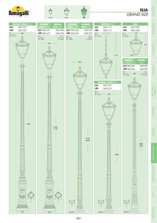 f u m a g a l l i
5680
400
f u m a g a l l i
GIONA 5000/ELIA
KARMEL 3000/ELIA
Pcs 1
Kg 64,5
mc 1,112
Pcs 1
Kg 31
mc 0,362
Pcs 1
Kg 31
mc 0,362
Pcs 1
Kg 32,5
mc 0,402
Pcs 1
Kg 58,5
mc 0,862
Pcs 1
Kg 61,5
mc 0,982
GIONA
4000/ELIA
GIONA
4500/ELIA
Pcs 1
Kg 32,5
mc 0,402
Pcs 1
Kg 36
mc 0,453
KARMEL
3500/ELIA
TABOR/
ELIA
KARMEL
4000/ELIA
HOREB/
ELIA
1150
SICHEM/ELIA
ELIATOBIAGOLIA
ELIA
GRAND SIZE
Pcs 1
Kg 7,5
mc 0,182
ELIA
Pcs 1
Kg 8
mc 0,182
E27
LED
E27
LED
E27
LED
E27
LED E27
LED
E27
LED
E27
LED
- 287 -
COMPANYFLOODLIGHTGARDENURBANCLASSICIN-GROUNDURBANMODERNREFERENCESBULKHEADPOSTBOLLARDSRECESSED&
SURFACE
 
