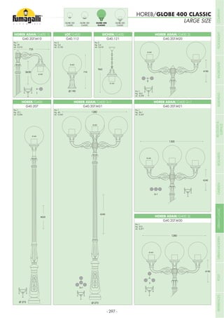 4240
4190710
960
Ø 400
4190
4240
4020
HOREB ADAM/G400 2L
G40.207.M20
HOREB ADAM/G400 2+1
HOREB ADAM/G400 3L
HOREB ADAM/G400 3+1
G40.207.M21
G40.207.M30
G40.207.M31
Pcs 1
Kg 40
mc 0,545
Pcs 1
Kg 29
mc 0,310
Pcs 1
Kg 27,1
mc 0,256
Pcs 1
Kg 36,1
mc 0,447
Pcs 1
Kg 37,2
mc 0,477
HOREB/G400
HOREB ADAM/G400 1L
G40.207
G40.207.M10
LOT/G400
G40.113
Pcs 2
Kg 5,6
mc 0,152
Pcs 2
Kg 5,6
mc 0,133
SICHEM/G400
G40.121
Pcs 1
Kg 32,3
mc 0,378
HOREB/GLOBE 400 CLASSIC
LARGE SIZEGLOBE 250
CLASSIC
GLOBE 300
CLASSIC
GLOBE 400
CLASSIC
GLOBE 500
CLASSIC
- 297 -
COMPANYFLOODLIGHTGARDENURBANCLASSICIN-GROUNDURBANMODERNREFERENCESBULKHEADPOSTBOLLARDSRECESSED&
SURFACE
 