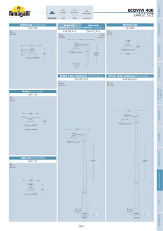 - 321 -
LARGE SIZE
ECOVIVI 400
NEW LOT/ECOVIVI400
MIDIPILAR/ECOVIVI400
MARIO/ECOVIVI400
EV4.115
EV4.254
EV4.129
Pcs 1
Kg 4,5
mc 0,071
Pcs 1
Kg 5,5
mc 0,092
Pcs 1
Kg 4,5
mc 0,07
413
413
348 480
243
Pcs 1
Kg 38,7
mc 0,284
Pcs 1
Kg 3,7
mc 0,09Pcs 1
Kg 41,7
mc 0,314
Pcs 1
Kg 25,7
mc 0,235
Pcs 1
Kg 35,7
mc 0,262
EKTOR 2500 MIDIPILAR/ECOVIVI400 1L
EKTOR 3500
MIDIPILAR/ECOVIVI400 1L
EKTOR 4000
MIDIPILAR/ECOVIVI400 1L
EKTOR 3000 MIDIPILAR/ECOVIVI400 1L
EV4.361.A10
EV4.367.A10 EV4.371.A10
EV4.364.A10
2755
745
3255
3755
745
3255
2755
745
ECOVIVI 400
EV4.000
Ø 60
4255
3755
3255
VIVI500VIVI400ECOVIVI400 ECOVIVI500
Ø 265 Ø 265
COMPANYFLOODLIGHTGARDENURBANCLASSICIN-GROUNDURBANMODERNREFERENCESBULKHEADPOSTBOLLARDSRECESSED&
SURFACE
 