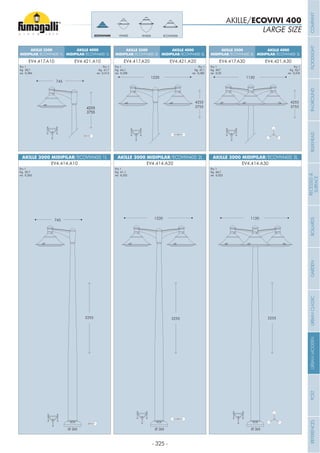 - 325 -
LARGE SIZE
AKILLE/ECOVIVI 400
Pcs 1
Kg 38,7
mc 0,284
Pcs 1
Kg 35,7
mc 0,262
AKILLE 3500
MIDIPILAR/ECOVIVI400 1L
AKILLE 3000 MIDIPILAR/ECOVIVI400 1L
EV4.417.A10
EV4.414.A10
3755
745
3255
745
Pcs 1
Kg 44,1
mc 0,358
Pcs 1
Kg 41,1
mc 0,332
Pcs 1
Kg 46,7
mc 0,523
Pcs 1
Kg 49,7
mc 0,55
Pcs 1
Kg 47,1
mc 0,385
AKILLE 3500
MIDIPILAR/ECOVIVI400 2L
AKILLE 3500
MIDIPILAR/ECOVIVI400 3L
AKILLE 4000
MIDIPILAR/ECOVIVI400 2L
AKILLE 4000
MIDIPILAR/ECOVIVI400 3L
AKILLE 3000 MIDIPILAR/ECOVIVI400 2L AKILLE 3000 MIDIPILAR/ECOVIVI400 3L
EV4.417.A20 EV4.417.A30EV4.421.A20 EV4.421.A30
EV4.414.A20 EV4.414.A30
3255
1220
3755
4255
1220
3755
4255
1120
3255
1120
Pcs 1
Kg 41,7
mc 0,314
AKILLE 4000
MIDIPILAR/ECOVIVI400 1L
EV4.421.A10
Pcs 1
Kg 52,7
mc 0,576
4255
3755
VIVI500VIVI400ECOVIVI400 ECOVIVI500
Ø 265Ø 265 Ø 265
COMPANYFLOODLIGHTGARDENURBANCLASSICIN-GROUNDURBANMODERNREFERENCESBULKHEADPOSTBOLLARDSRECESSED&
SURFACE
 