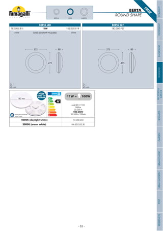 BERTA
1B2.000.P27
BERTA LED BERTA E27
80275
275
80275
275
BERTA UMBERTABERTINA
ROUND SHAPE
1B2.000.B1L 11W 1B2.000.B1R
4000K 3000K
smd LED (11W)
900Lm
25.000 h
100-240V
50/60Hz 100mA
11W = 100W
Production monitored
Safety Tested
4000K (daylight white) H4.LED.G53
3000K (warm white) H4.LED.G53.3K
GX53 LED LAMP INCLUDED
N
EW
Pcs 1
Kg 1
mc 0,009
Pcs 1
Kg 1
mc 0,009
180 mm
NEW
GX53 LED
MODULE
- 65 -
COMPANYFLOODLIGHTGARDENURBANCLASSICIN-GROUNDURBANMODERNREFERENCESBULKHEADPOSTBOLLARDSRECESSED&
SURFACE
 