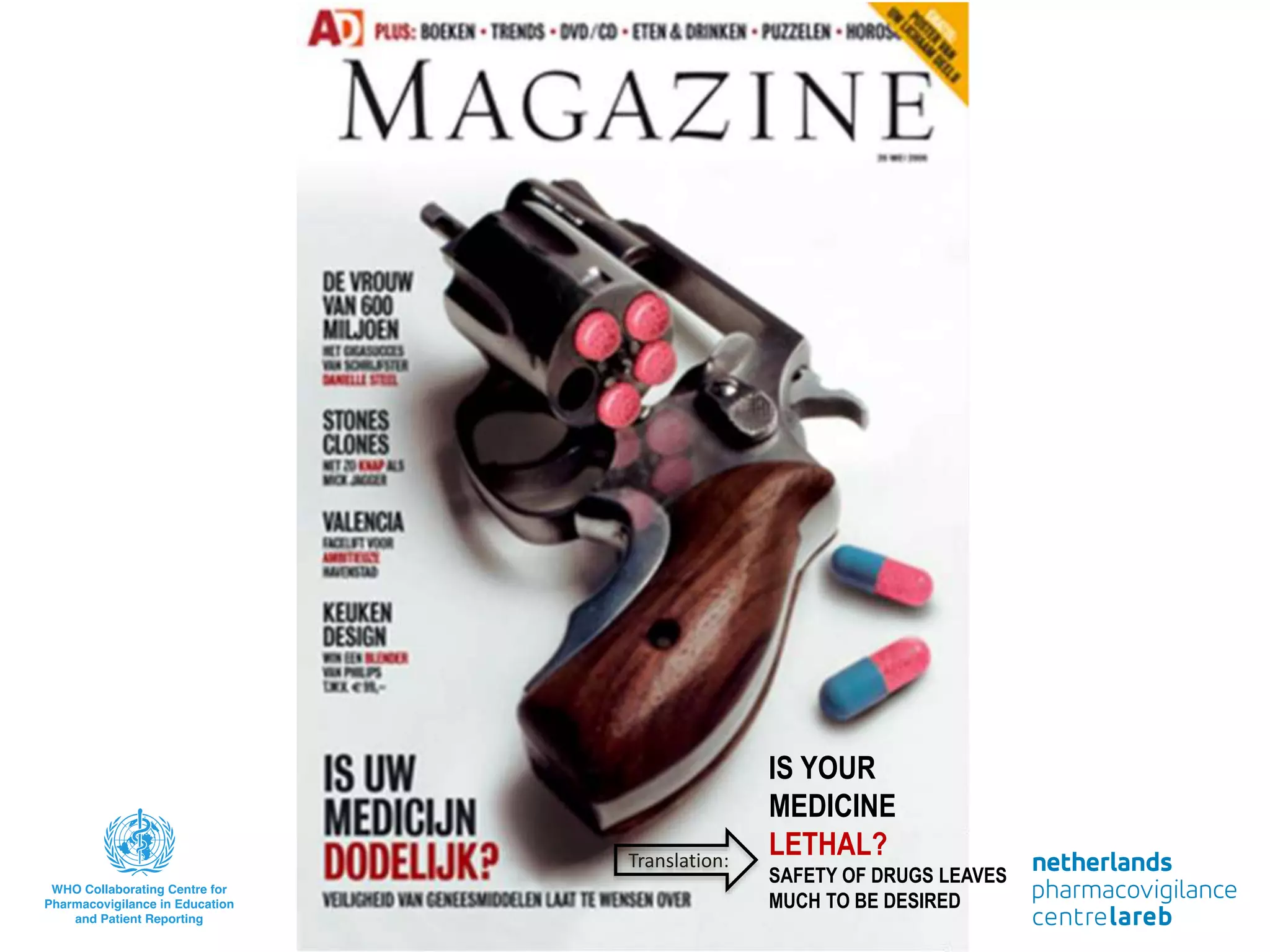 IS YOUR
MEDICINE
LETHAL?
SAFETY OF DRUGS LEAVES
MUCH TO BE DESIRED
Translation:
 