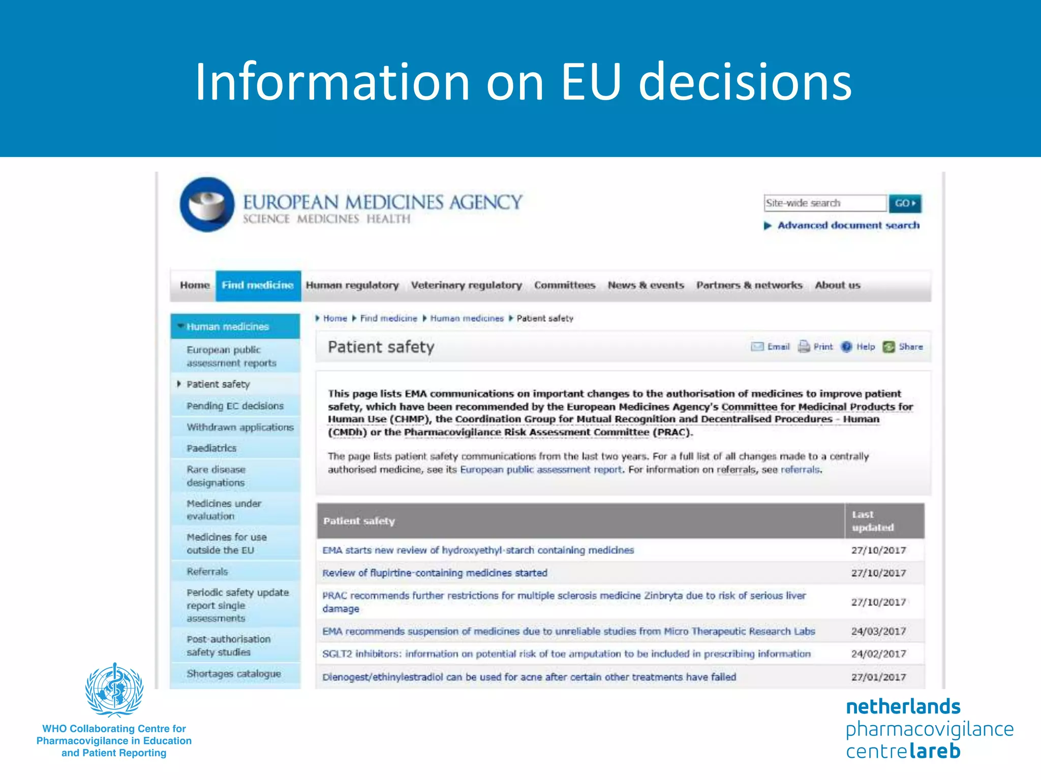 Information on EU decisions
www.ema.europa.eu
 