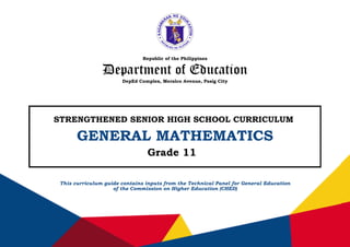 Comprehensive Grade 11 General Mathematics Curriculum Guide for Senior ...