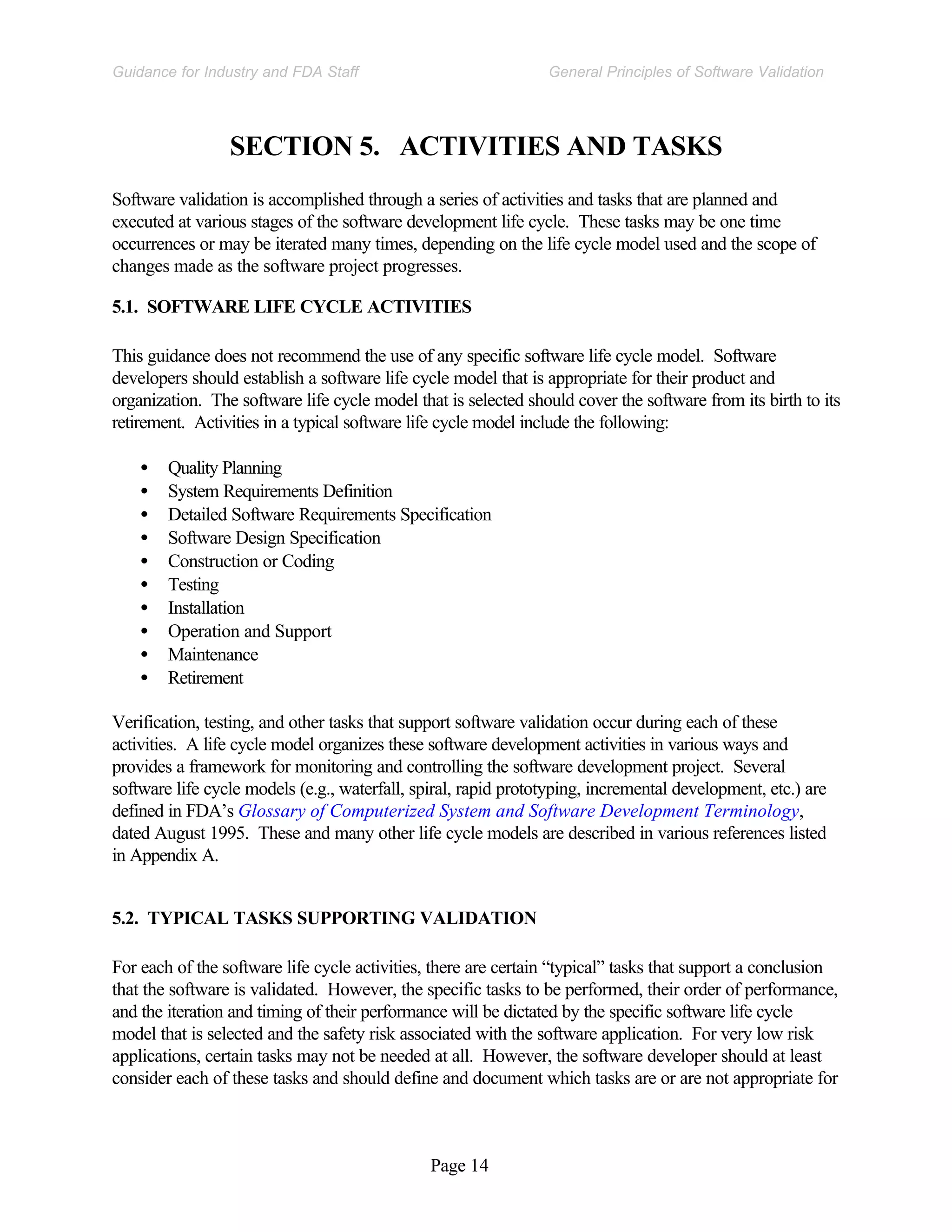 General Principals Of Software Validation