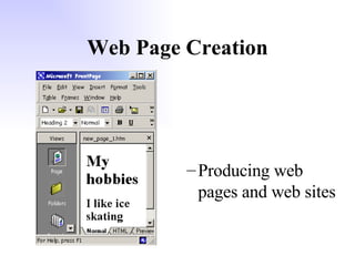 Web Page Creation Producing web pages and web sites 