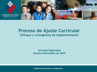 Proceso de Ajuste Curricular Enfoque y cronograma de implementación Jornadas Regionales Octubre-Noviembre de 2009 