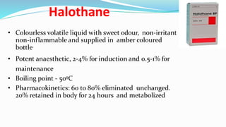 Halophen Solution Pharmacology of General anaesthetic drugs. | PPTX