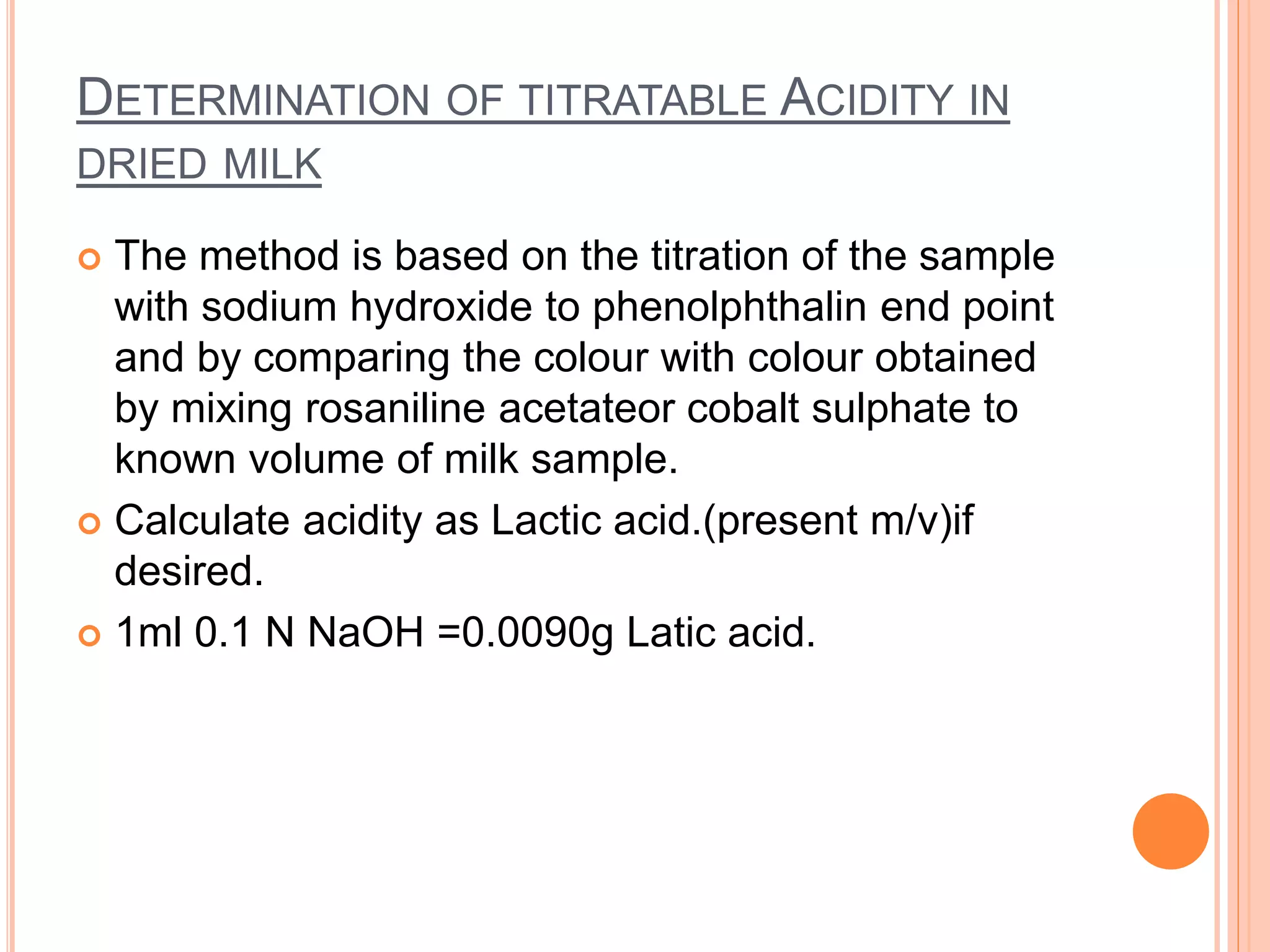 General analytical methods of milk powder final | PPTX